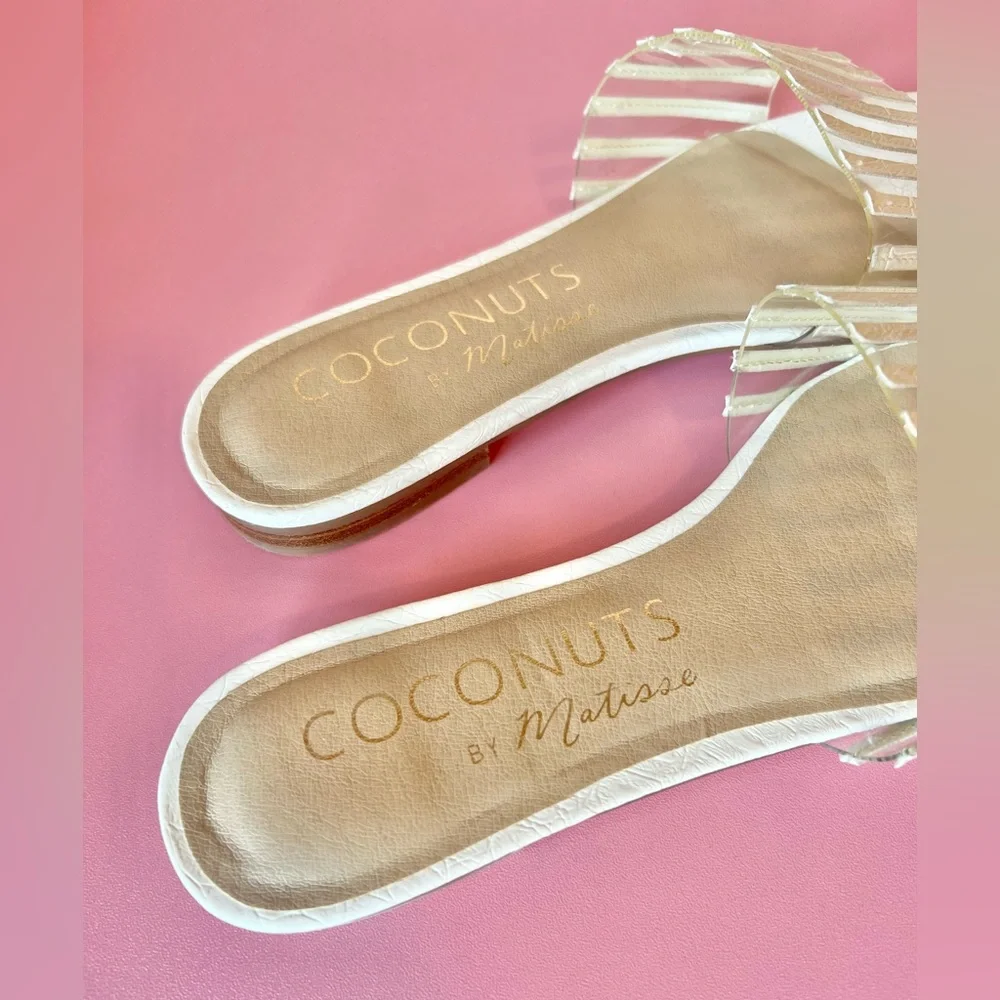 Up Late White Crocodile-Embossed Slide Sandals from Coconuts by Matisse